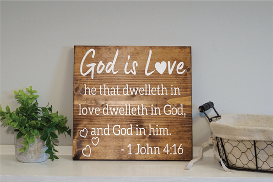 God is Love wood sign